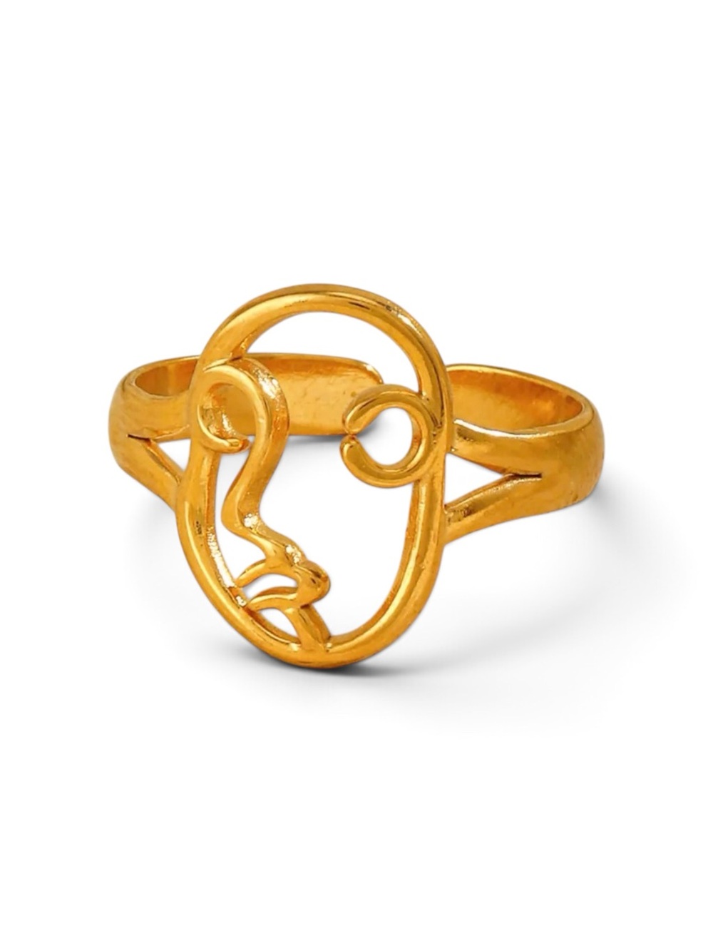 18k gold plated Minimalist Abstract Face Gold Ring - Women's Jewelry